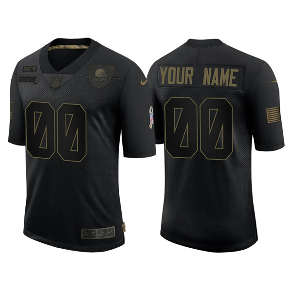 Men's Cleveland Browns ACTIVE PLAYER Custom 2020 Black Salute To Service Limited Stitched NFL Jersey